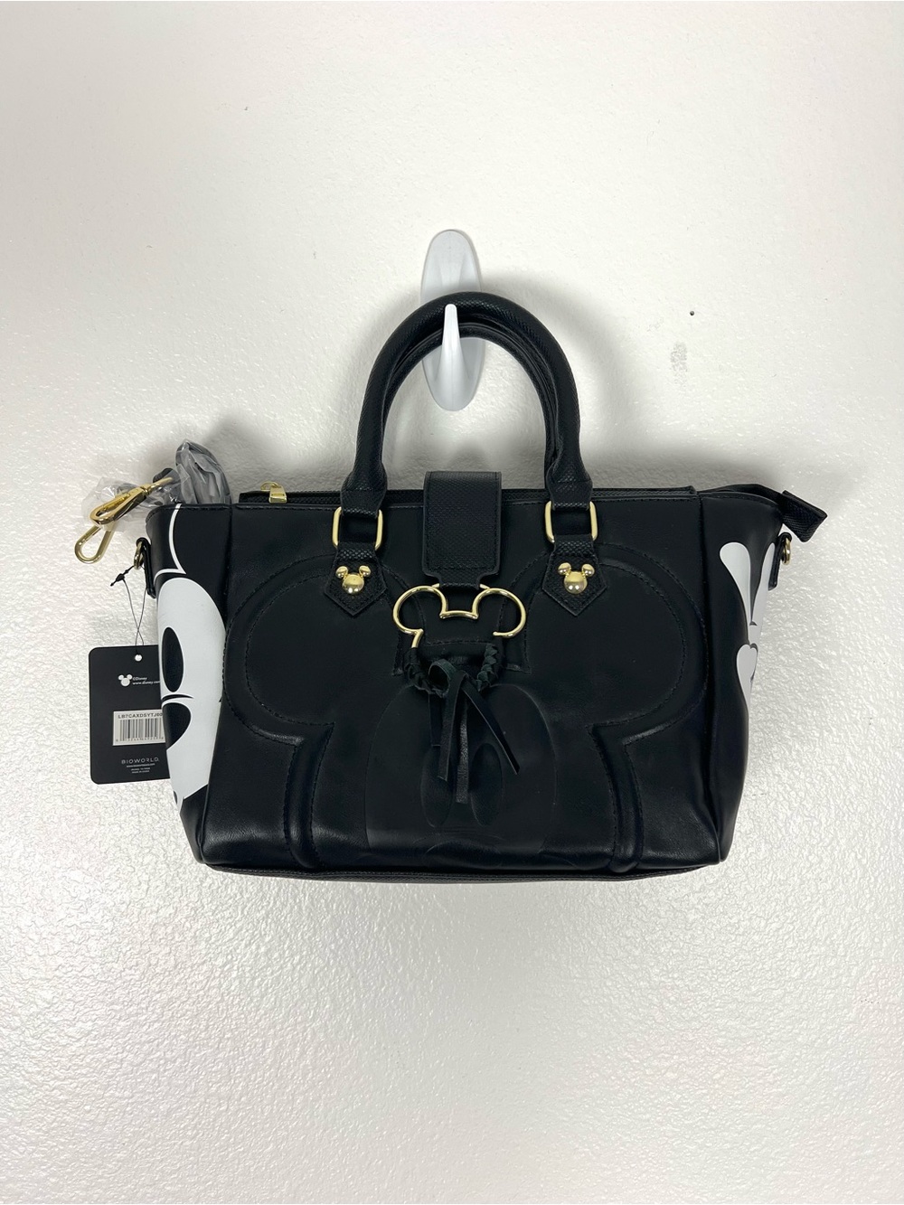 Disney Black Satchel with White Mickey Accent and Gold Hardware